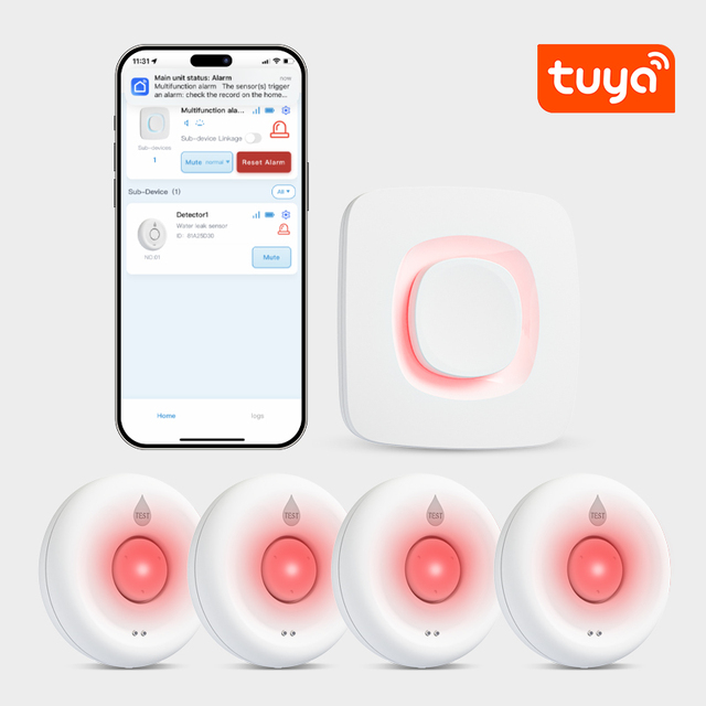 Tuya Smart Home Automation Remote Monitoring Wireless Flood Alert with 130dB Loud Alarm Water Leak Detector