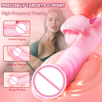 Silikon Teleskop-Vibrator mit Klitoris-Leckfunktion USB-Aufladbar & Wasserdicht Erwachsenen-Spielzeug