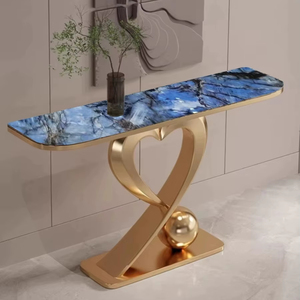 La más nueva mesa de consola superior de mármol de lujo moderno diseñador de acero inoxidable hall de entrada mesa de gama alta muebles de sala de estar - Product Image 1