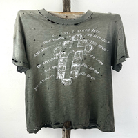 T-shirts Huili OEM vintage usés, style streetwear, 100% coton, pour hommes, impression graphique personnalisée, manches courtes, coupe oversize