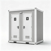 Maison conteneur modulaire préfabriquée à assembler, à double porte, pour toilettes publiques sur site événementiel, 40 pieds, garantie 5 ans
