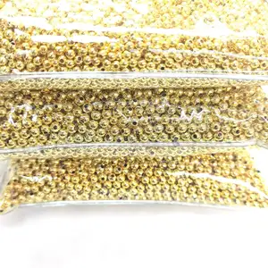 14k Gold Color-Retaining Hollow round Beads 3mm & 4mm Small DIY Beading Loose Beads Acrylic Plastic