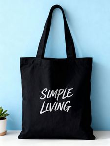 <b>Large</b> Capacity Custom <b>Canvas</b> Cotton Tote <b>Bag</b> for Women Recyclable with Letter Pattern Handbag - Product Image 2