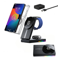 Estación de Carga Inalámbrica 3 en 1 para Múltiples Dispositivos, Soporte Magnético Plegable, Cargador Inalámbrico LED Rápido y Portátil para Phone17
