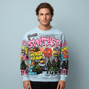 Camiseta de Manga Larga para Hombre, Estilo Urbano, Estampada, Cuello Redondo, Corte Regular, 100% Algodón Jersey - Product Image 6