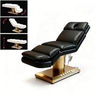 Fauteuil de beauté électrique à 3 moteurs avec base dorée, table de traitement cosmétique réglable, table de massage pour salon, spa, clinique