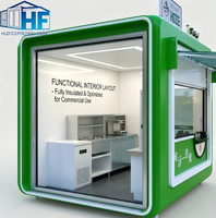Kiosque alimentaire rectangulaire en acier préfabriqué modulaire personnalisé, design moderne respirant, pour café et petit-déjeuner