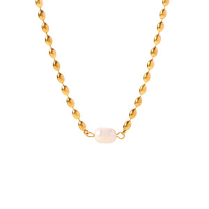 Collar de Perlas Yueli con Cadena de Cuentas Doradas y Perlas Blancas de Agua Dulce para Uso Diario Femenino - Product Image 5