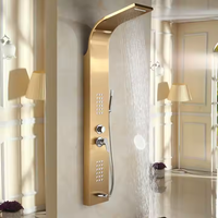 Ensemble de Douche Thermostatique Murale avec Pomme de Douche Pluie et Cascade, Jet Massage, Robinetterie Froide/Chaude pour Utilisation en Salle de Bain d'Hôtel