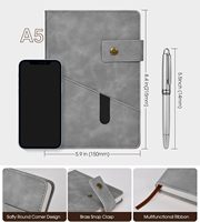 Carnet de notes A5 ligné en cuir, 100 feuilles de papier épais ligné, couverture rigide, coffret cadeau avec stylo, reliure thermique personnalisée
