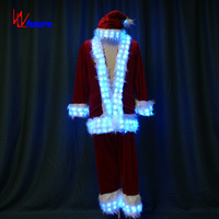 Costume de Noël LED, tenue de Père Noël, fibre optique, spectacle de scène, vêtements de danse, fête, événement, cosplay, spectacle de Noël