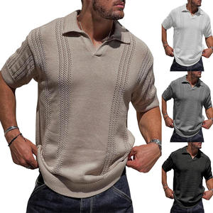 Nouveau design – <span class=keywords><strong>Polo</strong></span> en maille pour homme à manches courtes, col en V, coupe ample, couleur unie, motif squelette - Product Image 2