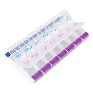 Pastillero Semanal Multidosis AM/PM con Botón de Recordatorio y Organizador de Medicamentos con Botón de Recordatorio para Tabletas - Product Image 1