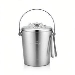 Cubo de Hielo Metálico The Grand Hotel con Tapa y Pinzas, Resistente, Origen EE. UU., para Servicio de Bar - Product Image 3