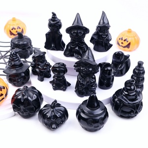 Venta al por mayor <span class=keywords><strong>de</strong></span> cristal natural calabaza fantasma hechicero bruja tallas negro obsidiana Helloween tallas para <span class=keywords><strong>la</strong></span> decoración - Product Image 1