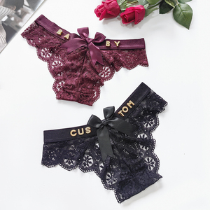 Tanga de Encaje Sexy Personalizada con Letra y Nombre, Tanga con Letra en la Espalda y Lazo, Tanga para Mujer Madura - Product Image 2