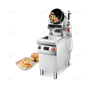 Máquina automática para saltear en la cocina del restaurante, cocina de Gas NG LPG, cocina Robot giratoria para Arroz Frito con banco de trabajo desmontable