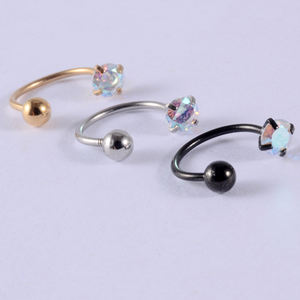 Nouveau design clous d'oreille en acier inoxydable fer à cheval Piercing Zircon Labret clous à lèvres oreille Cartilage <span class=keywords><strong>Targus</strong></span> Daith Piercing bijoux 20G - Product Image 5