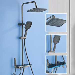 Ensemble de douche Piano avec affichage numérique, lumière LED, jet de pluie thermostatique, massage, installation encastrée - Product Image 3