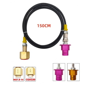 Kit de Manguera Adaptadora para Llenado de Tanque de CO2 Externo SODA Terra DUO Art para Sodastream W21.8-14, Conector CGA320, Herramientas de Aire, Morado/Dorado, 150CM - Product Image 5