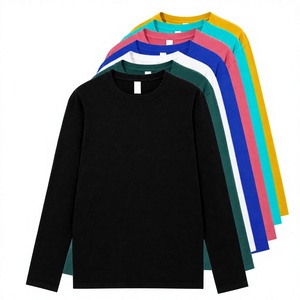 Camiseta de Manga Larga para Hombre, 100% Algodón, Sólida, Transpirable, Cuello Redondo, Corte Regular - Product Image 1