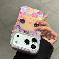 Casing HP Rainbow Gradient Flower Girls untuk iPhone 17 16 15 14 Pro Max Glitter Bow bling IMD Gilded Smile face back Cover lucky