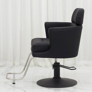 Chaise de barbier noire, petite, économique, avec base en acier inoxydable, couleur et logo personnalisables, pour salon de coiffure - Product Image 3