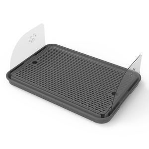 Bac à litière pour chat en plastique écologique multicolore, avec <span class=keywords><strong>grille</strong></span> filtrante anti-évasion de litière et pieds lavables à la pédale - Product Image 1