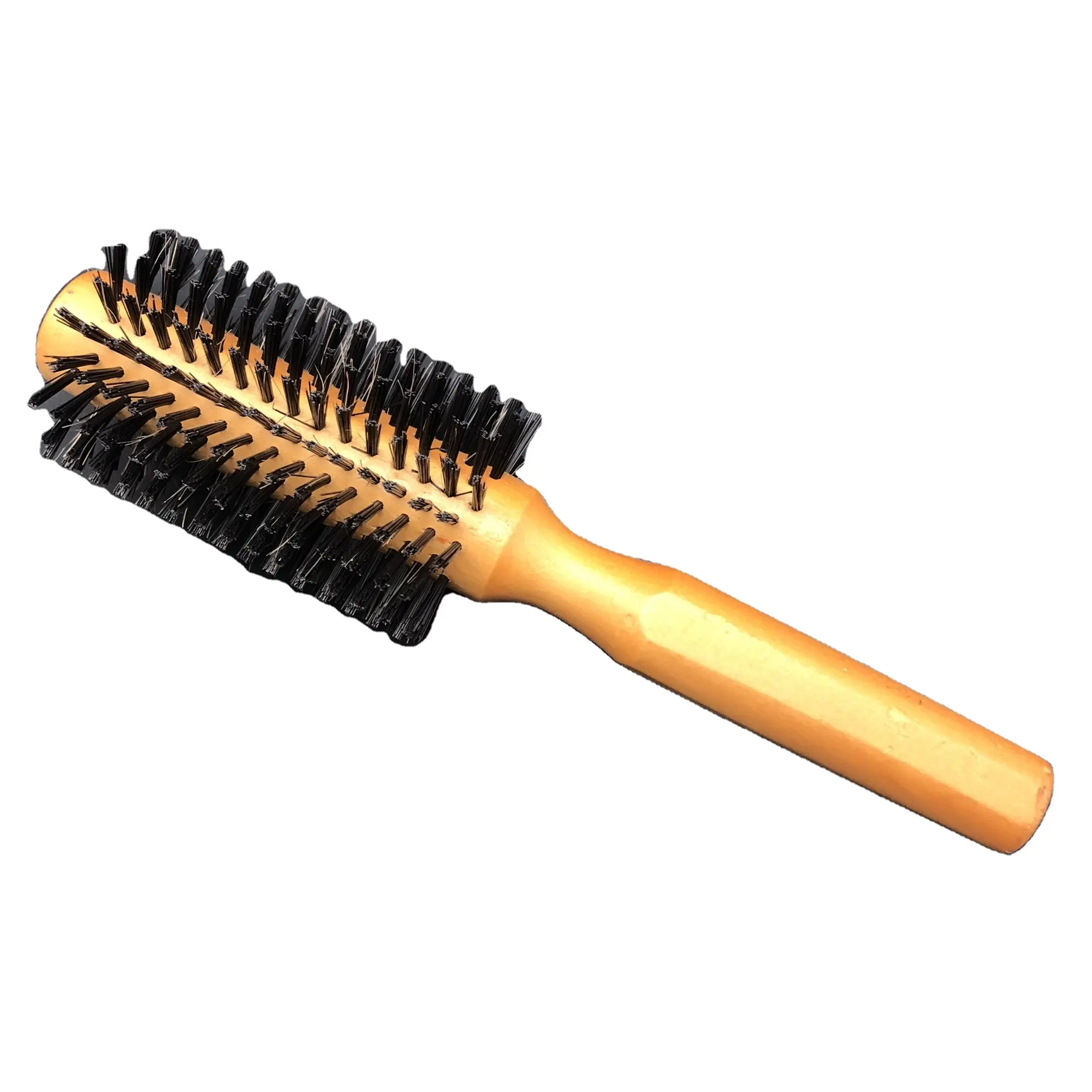 Round Brush Personalized Rolling Barrel Boar Bristle Wooden Handle Round Hair Brushes