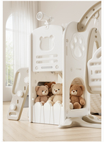 Ensemble de toboggan et balançoire en plastique d'intérieur, aire de jeux à domicile avec structure d'escalade et jouet musical interactif pour tout-petits, idéal pour l'école ou la maison de jeux