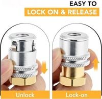 Lot de 2 embouts de gonflage en laiton à verrouillage, embout de gonflage de pneu 1/4 NPT avec connecteur rapide pour compresseur d'air et manomètre de pression des pneus