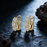 Boucles d'oreilles créoles en argent sterling plaqué or 14K avec diamants de laboratoire certifiés IGI, qualité VS, taille brillant, sertissage griffe, tendance