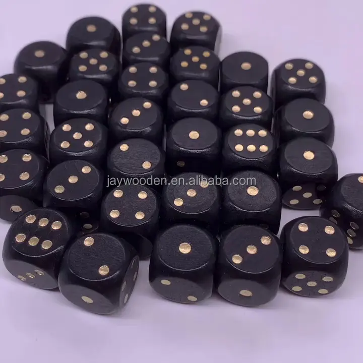 1Mm 16Mm 18Mm 20Mm Houten Kleur Massief Hout Zwarte Dobbelstenen Punten Afgeronde Wijn Bulk Mahjong Dobbelstenen Gedrukt Spel Custom Dobbelset