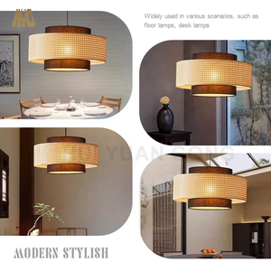 Abat-jour suspendu <span class=keywords><strong>en</strong></span> <span class=keywords><strong>bambou</strong></span> tressé, style industriel moderne et traditionnel, fait main, écologique, pour plafonnier – Vente chaude - Product Image 2