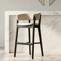 Tabouret de bar commercial de style nordique en bois massif à dossier haut avec accoudoirs et repose-pieds - Chaise de salle à manger d'hôtel au design minimaliste