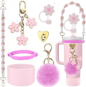 Bouilloire en acier portable rose décorative 40OZ avec accessoires en gel de silice et jouet en peluche pour fille - Product Image 1