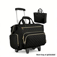 Sac de voyage à roulettes télescopique multifonctionnel en nylon ultra-léger, grande capacité, nouveau style transfrontalier, avec fermeture éclair