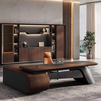 Luxe moderne E0 placage de bois en forme de L bureau exécutif conception de panneau extensible pour patron directeur PDG bureau à domicile chambre