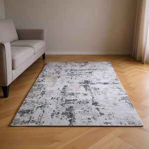 Tapis rectangulaire Loom Luxe Abstract 8x10 crème et marron, anti-déchirure, résistant aux taches, pour salon, bureau à domicile, salle à manger - Product Image 2