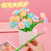 Stylo gel à bille coloré à fleurs 0,5 mm en caoutchouc, design mignon promotionnel