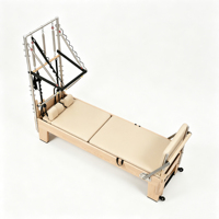 Reformer de Pilates portable et réglable en érable massif, écologique, avec demi-tournebroche pour la maison