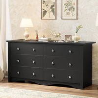 Commode moderne en bois noir à 6 tiroirs pour la chambre à coucher, coffre de rangement pour le couloir, le salon, l'entrée