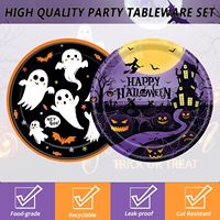 Assiettes d'Halloween, fournitures de fête, assiettes fantômes blanches, assiettes à dessert jetables, ensemble de vaisselle effrayante pour Halloween, fête d'anniversaire