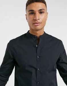 2021卸売男性長袖ボタン前立ておじいちゃんスタンドカラー湾曲裾ポプリンフォーマルシャツ - Product Image 2