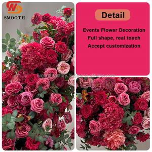 ดอกไม้โค้งรูปหัวใจธรรมชาติเรียบเนียนดอกไม้สีชมพูอ่อนดอกกุหลาบฉากหลังงานแต่งงานสำหรับทางเดินกลางแจ้งตกแต่งวันวาเลนไทน์ - Product Image 4