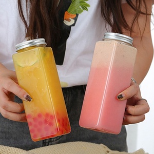 Smoothie Đồ Uống Tự Làm Chai Nước Trái Cây Vuông Nhựa PET Rỗng Dùng Một Lần 22 Oz Có Nắp Đậy - Product Image 4