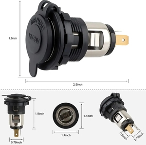 12V/24V Thuốc lá nhẹ hơn ổ cắm xe Ổ cắm điện không thấm nước xe máy Ổ cắm điện với 10A Đánh giá hiện tại - Product Image 3