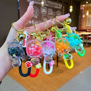 Internet-nổi tiếng sáng bong bóng hạt rùa cát lỏng chai Keychain PVC nổi tinh thể Mặt dây chuyền nhựa các cặp vợ chồng Ba lô - Product Image 1