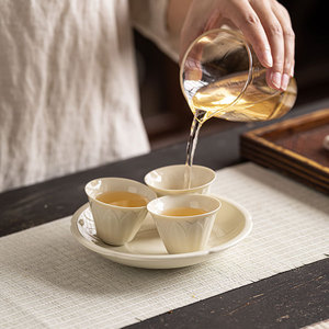 Ding Ware Lotus Petal Ceramic Teacup Porcelain Cone Shape Kung Fu <b>Tea</b> <b>Set</b> Individual Single Cup Afternoon <b>Tea</b> - Product Image 4