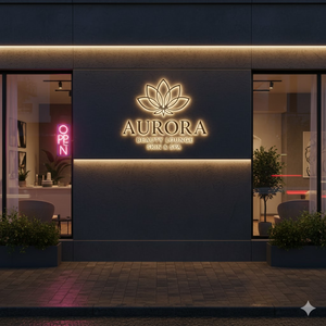 Letrero Moderno 3D LED para Tienda o Salón de Belleza, Retroiluminado con Luz Blanca Cálida - Product Image 1